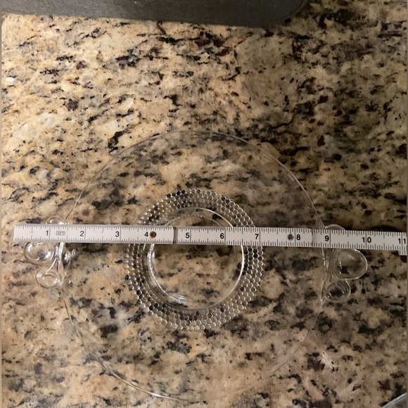 Duncan & Miller Vintage Teardrop pattern clear glass handled dish or plate. - Picture 4 of 4